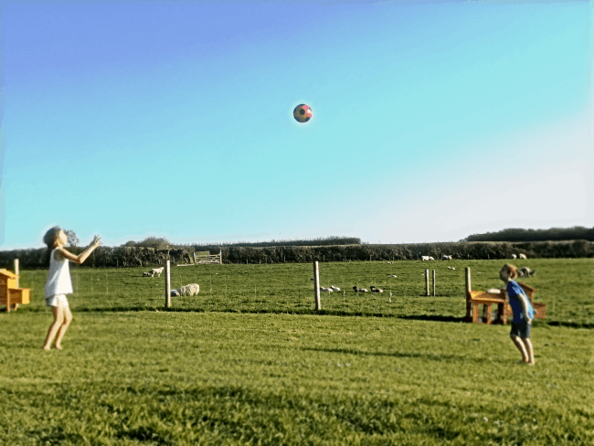 Glamping at Ilfracombe Farm Review 16 playing ball 1 e1556173807388