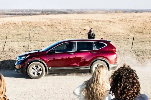 family with rental car